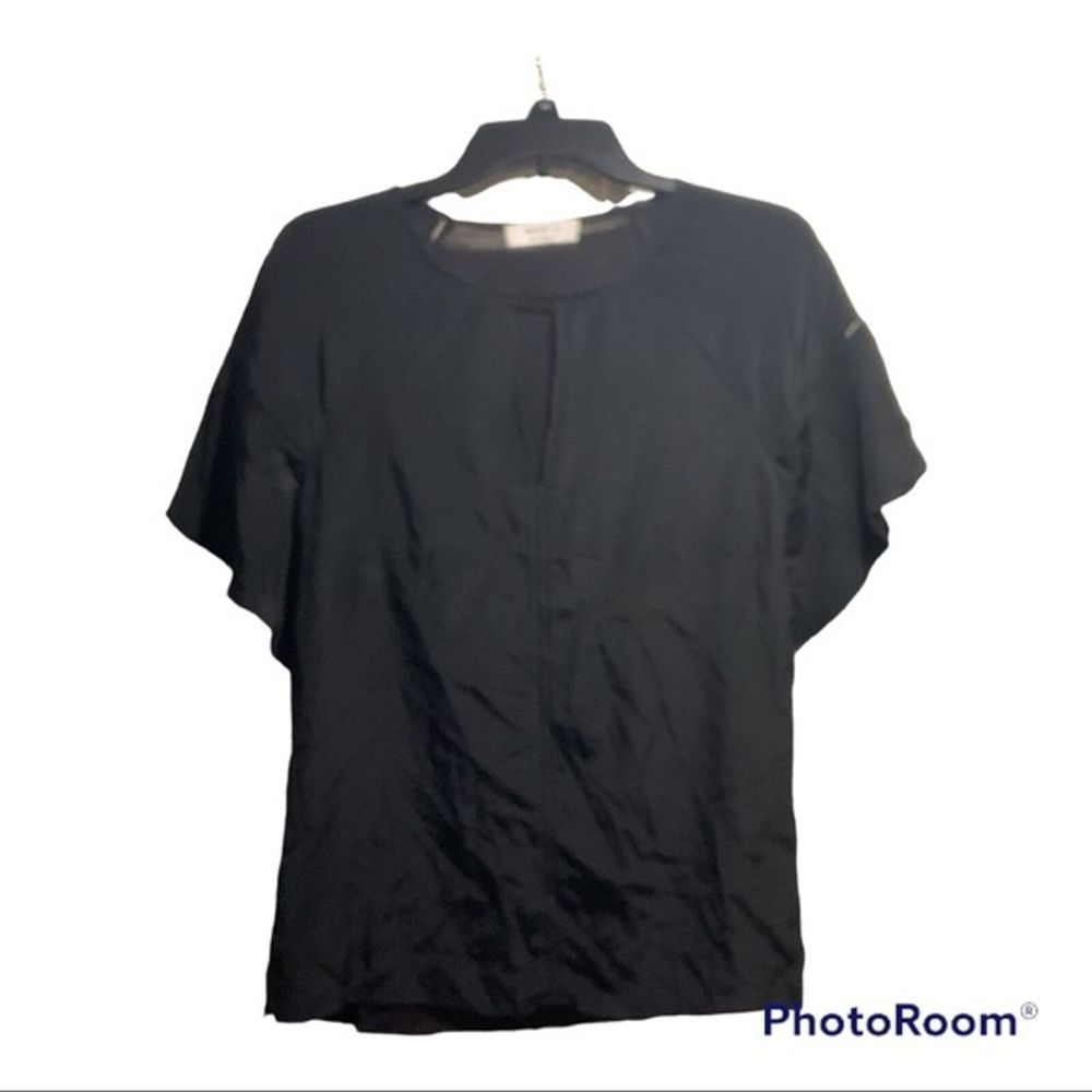 BAILEY 44 small black blouse butterfly short sleeve silk